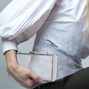 New WJCD Womens Clear Hard Acrylic Box Transparent Clutch Handbag Bag Purse